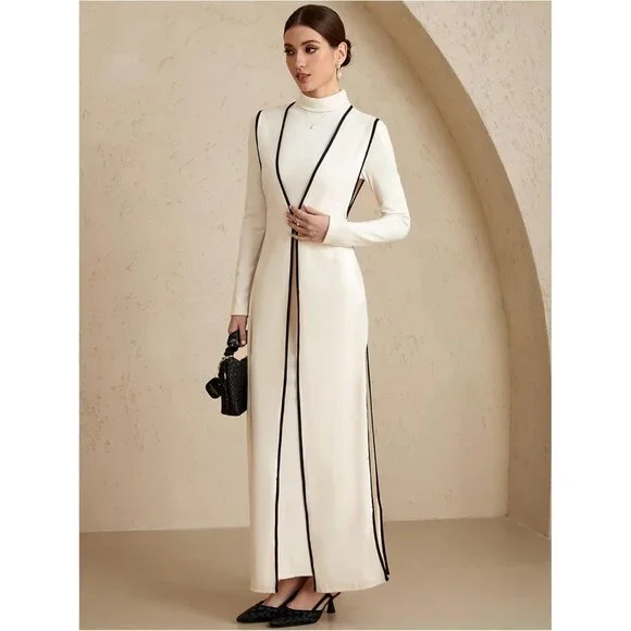 elegant turtleneck dress Fashion Boho Maxi Dress Women Sexy Spring V Neck Vintage Printed Swing main image 1